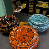 Moroccan Ceramic Lidded Ashtray | Teal Berber Design