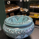 Moroccan Ceramic Lidded Ashtray | Teal Berber Design
